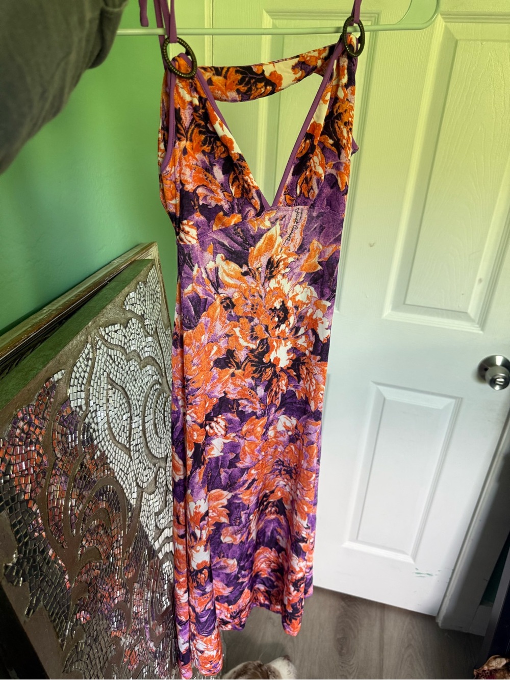 Just Cavalli vintage euro Purple and Orange Floral Strapless Slip Dress